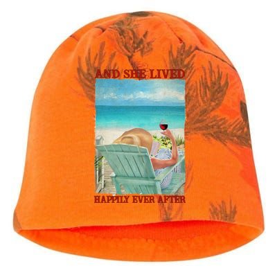 And She Lived Happily After Ever Summer Vibes Beach Vacay Funny Gift Kati - Camo Knit Beanie