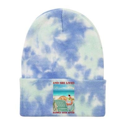 And She Lived Happily After Ever Summer Vibes Beach Vacay Funny Gift Tie Dye 12in Knit Beanie