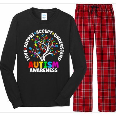 Autism Shirt Love Accept Support Autistic Autism Awareness Long Sleeve Pajama Set