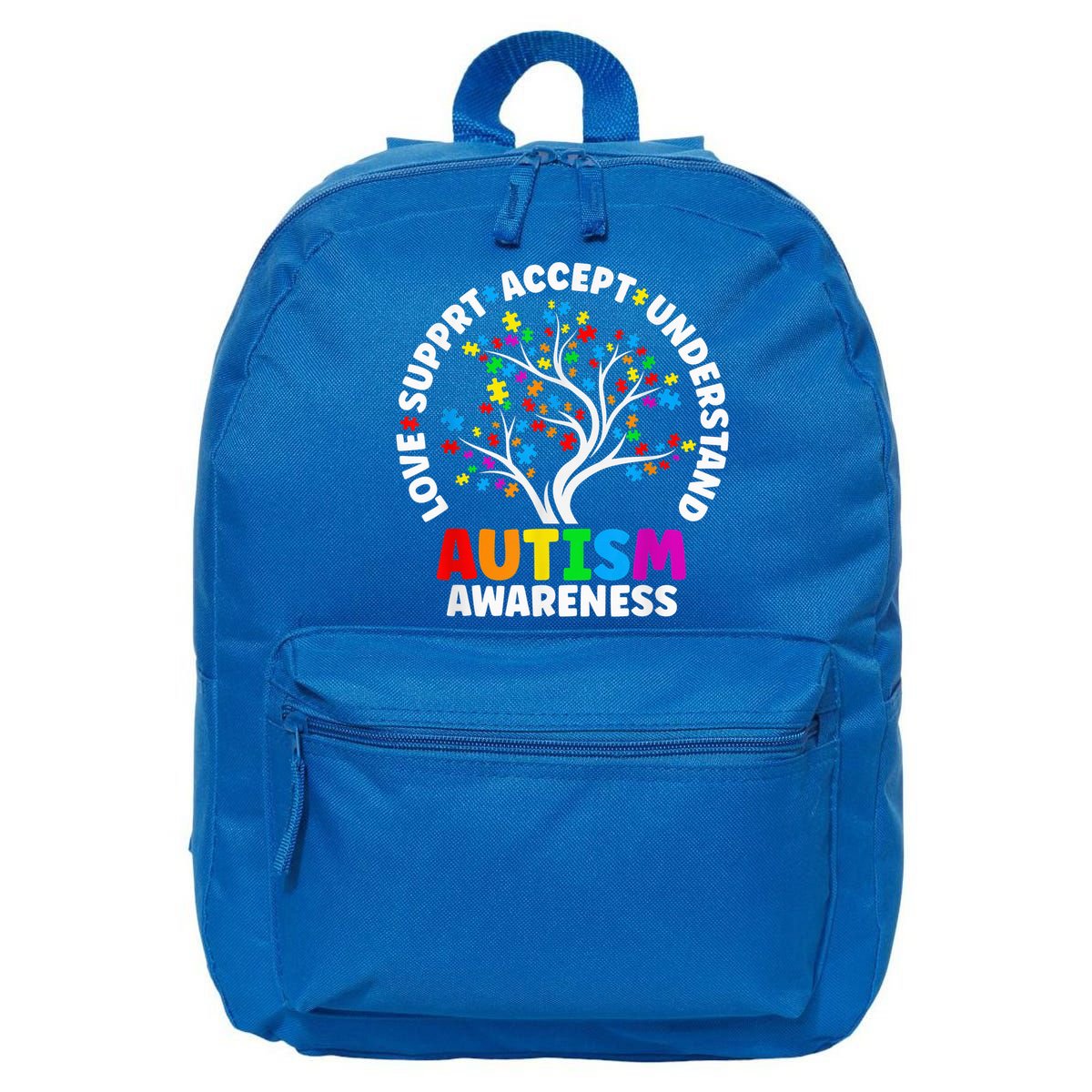 Autism Shirt Love Accept Support Autistic Autism Awareness 16 in Basic Backpack