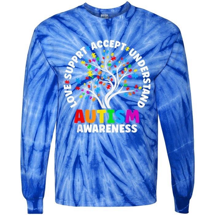 Autism Shirt Love Accept Support Autistic Autism Awareness Tie-Dye Long Sleeve Shirt