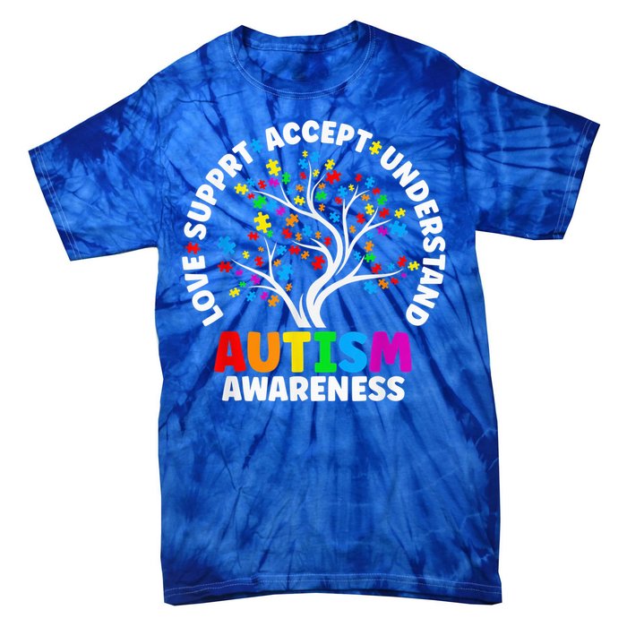 Autism Shirt Love Accept Support Autistic Autism Awareness Tie-Dye T-Shirt