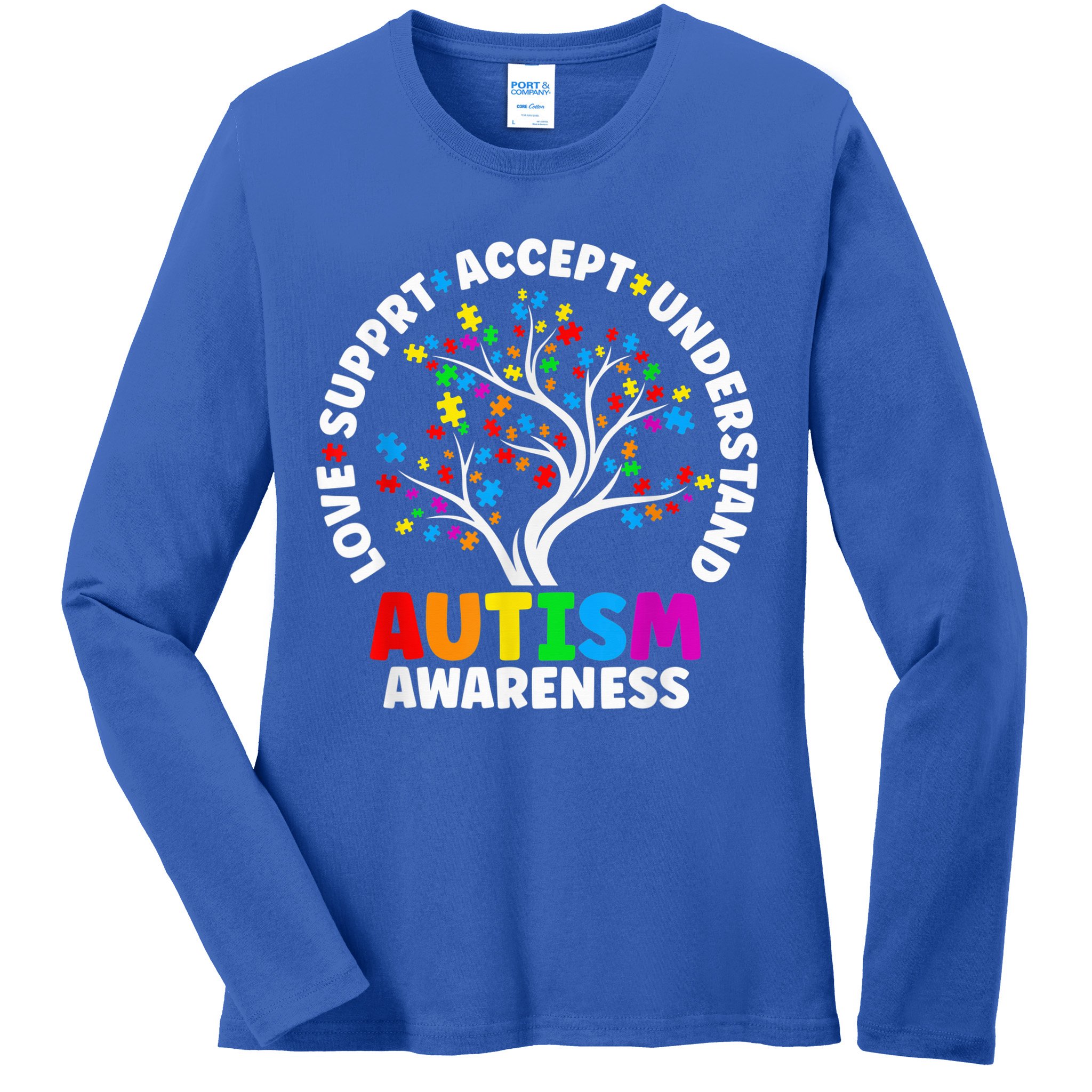 Autism Shirt Love Accept Support Autistic Autism Awareness Ladies Long Sleeve Shirt