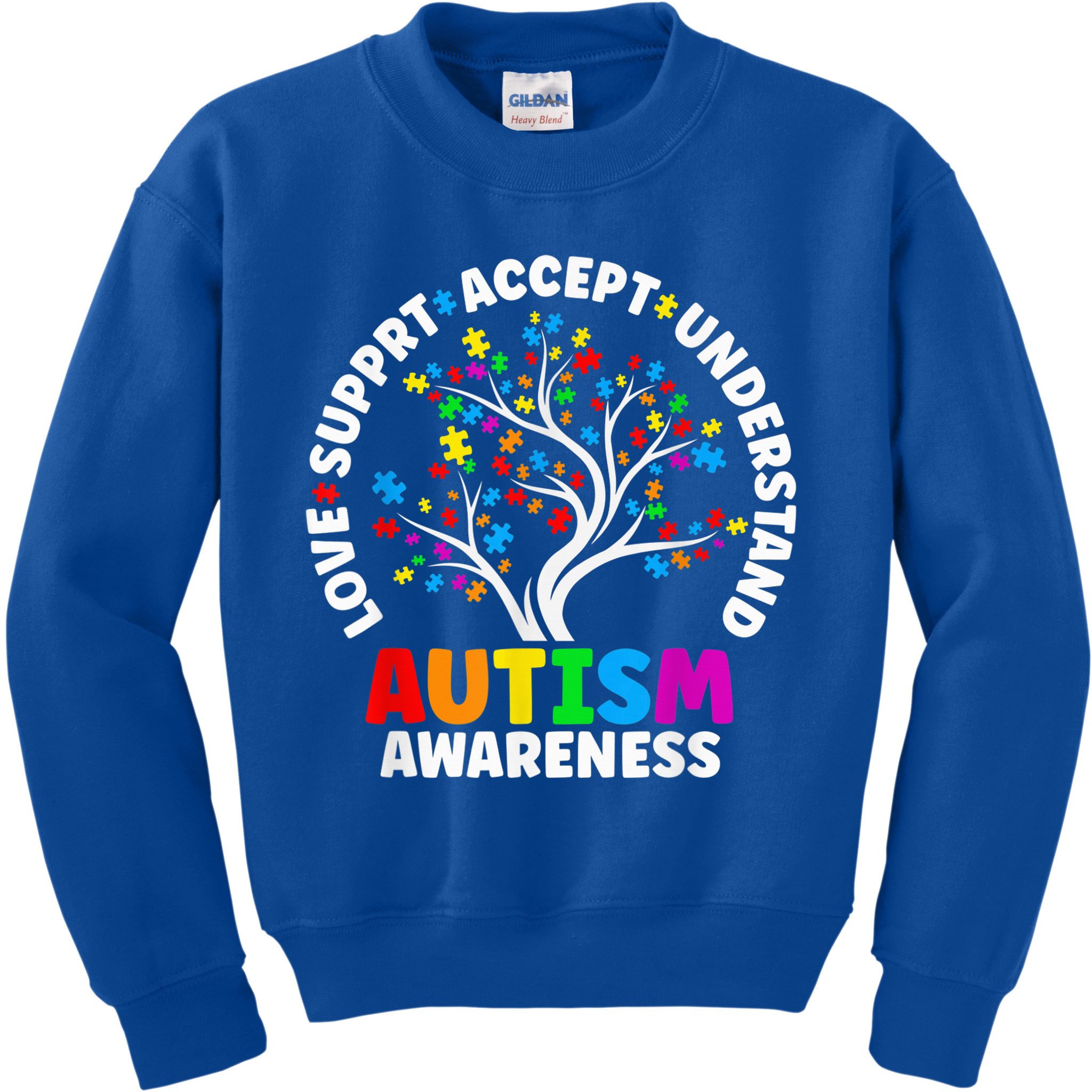 Autism Shirt Love Accept Support Autistic Autism Awareness Kids Sweatshirt