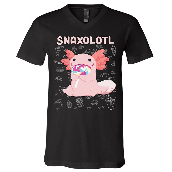 Axolotl Sweets Lollipop Snaxolotl Kawaii Axolotl V-Neck T-Shirt