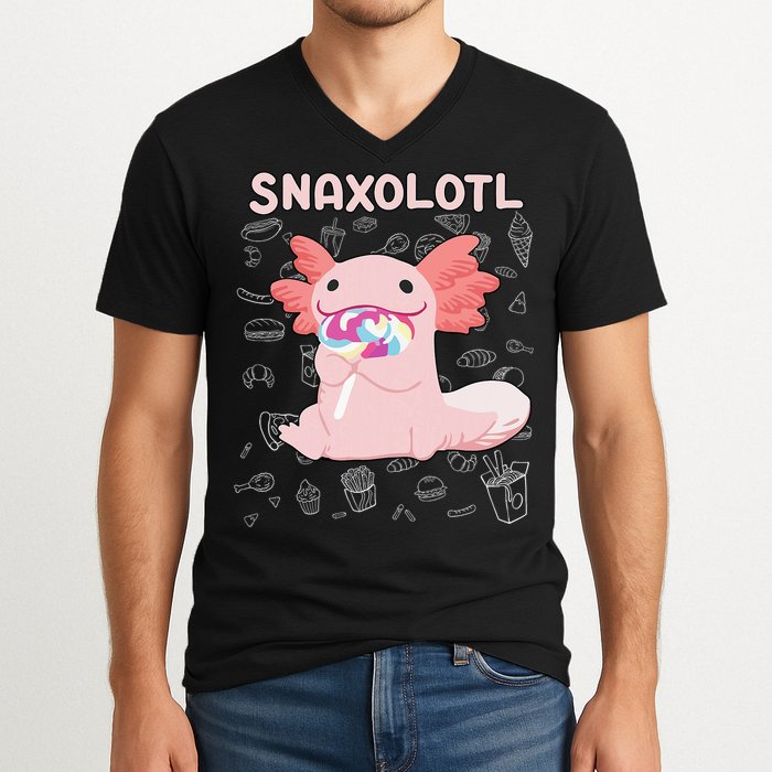 Axolotl Sweets Lollipop Snaxolotl Kawaii Axolotl V-Neck T-Shirt