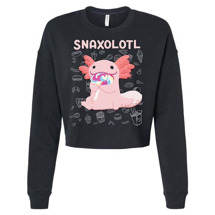 Axolotl Sweets Lollipop Snaxolotl Kawaii Axolotl Cropped Pullover Crew