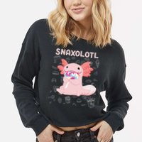 Axolotl Sweets Lollipop Snaxolotl Kawaii Axolotl Cropped Pullover Crew