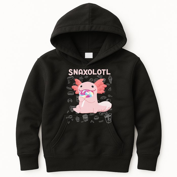 Axolotl Sweets Lollipop Snaxolotl Kawaii Axolotl Kids Hoodie