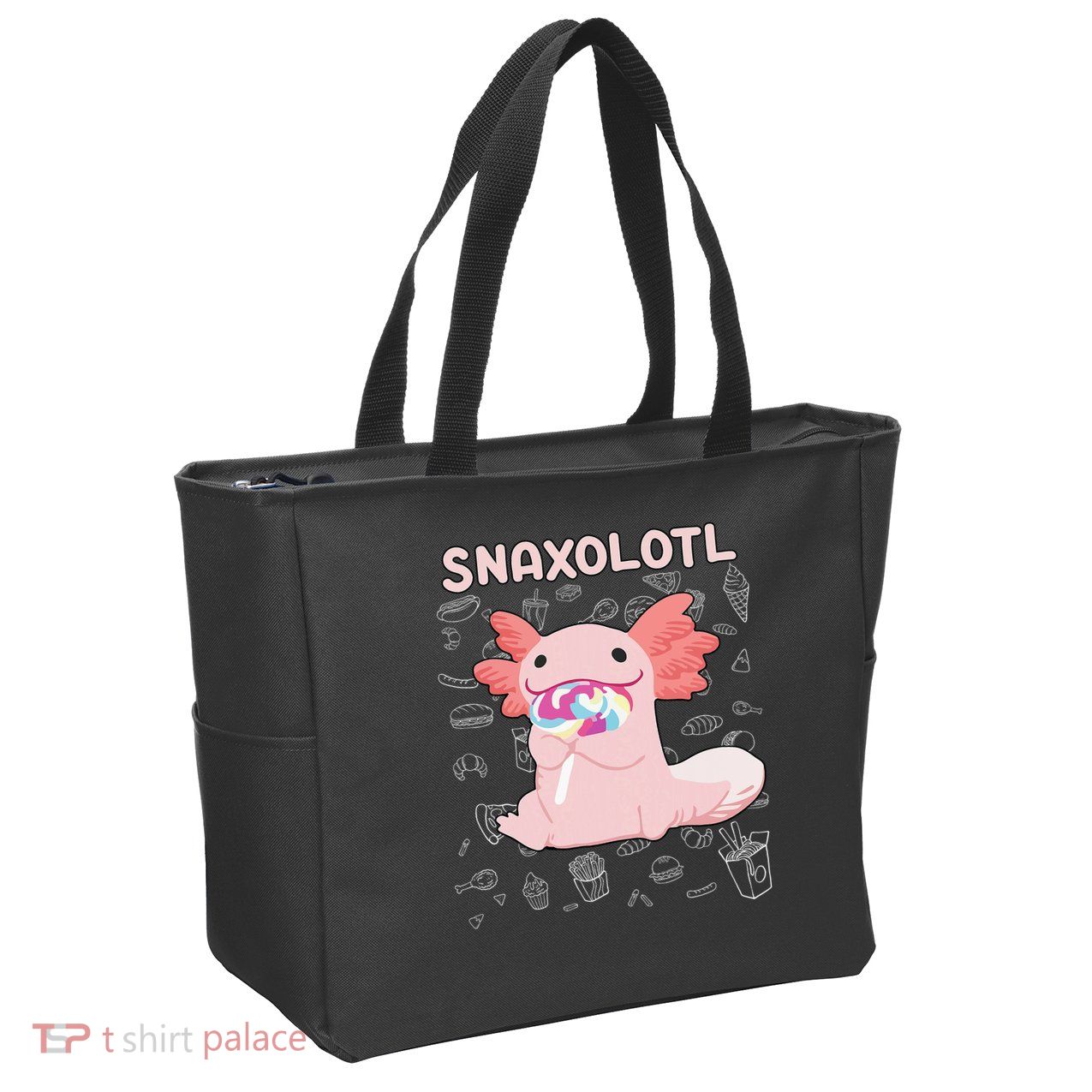 Axolotl Sweets Lollipop Snaxolotl Kawaii Axolotl Zip Tote Bag
