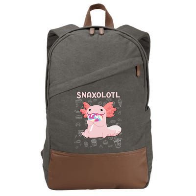 Axolotl Sweets Lollipop Snaxolotl Kawaii Axolotl Cotton Canvas Backpack
