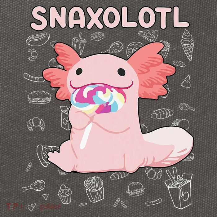 Axolotl Sweets Lollipop Snaxolotl Kawaii Axolotl Cotton Canvas Backpack