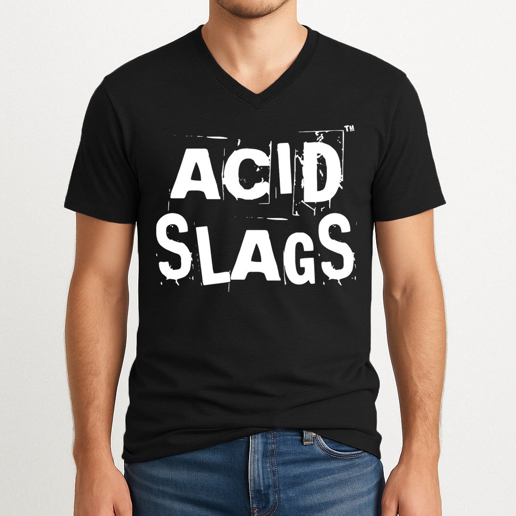 ACID SLAGS Logo V-Neck T-Shirt