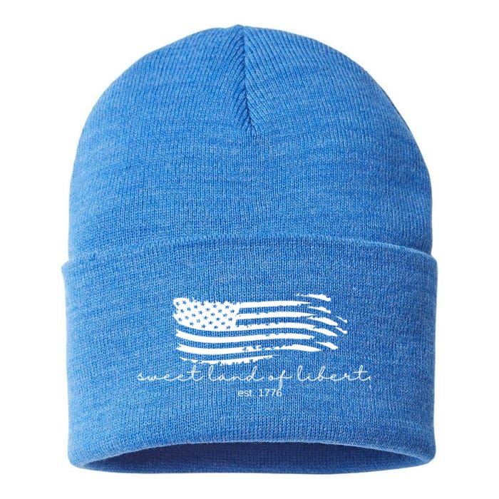 America Sweet Land Of Liberty Est 1776 Patriotic Gift Sustainable Knit Beanie