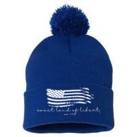 America Sweet Land Of Liberty Est 1776 Patriotic Gift Pom Pom 12in Knit Beanie