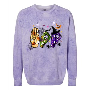 American Sign Language Boo Asl Halloween For Gift Colorblast Crewneck Sweatshirt