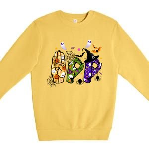 American Sign Language Boo Asl Halloween For Gift Premium Crewneck Sweatshirt