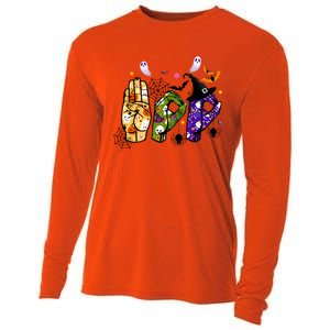 American Sign Language Boo Asl Halloween For Gift Cooling Performance Long Sleeve Crew