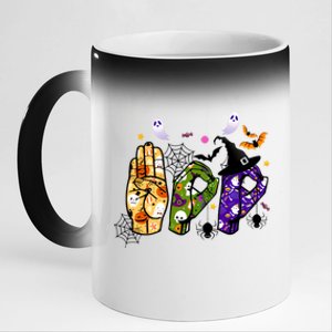 American Sign Language Boo Asl Halloween For Gift 11oz Black Color Changing Mug