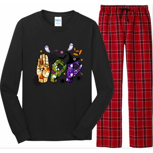 American Sign Language Boo Asl Halloween For Gift Long Sleeve Pajama Set