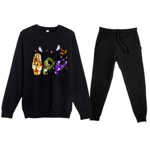 American Sign Language Boo Asl Halloween For Gift Premium Crewneck Sweatsuit Set