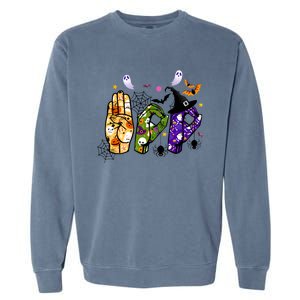 American Sign Language Boo Asl Halloween For Gift Garment-Dyed Sweatshirt