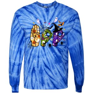 American Sign Language Boo Asl Halloween For Gift Tie-Dye Long Sleeve Shirt