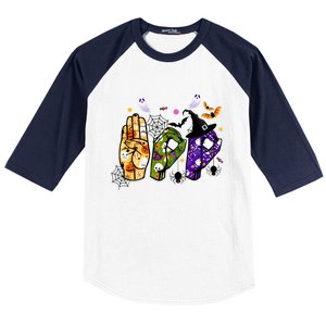 American Sign Language Boo Asl Halloween For Gift Baseball Sleeve Shirt