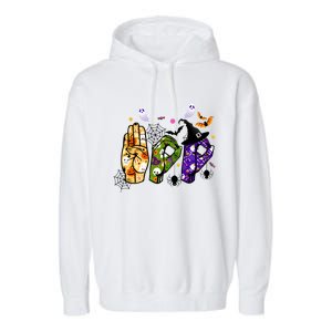 American Sign Language Boo Asl Halloween For Gift Garment-Dyed Fleece Hoodie