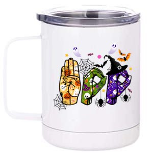 American Sign Language Boo Asl Halloween For Gift 12 oz Stainless Steel Tumbler Cup