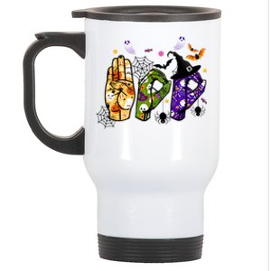 American Sign Language Boo Asl Halloween For Gift Stainless Steel Travel Mug