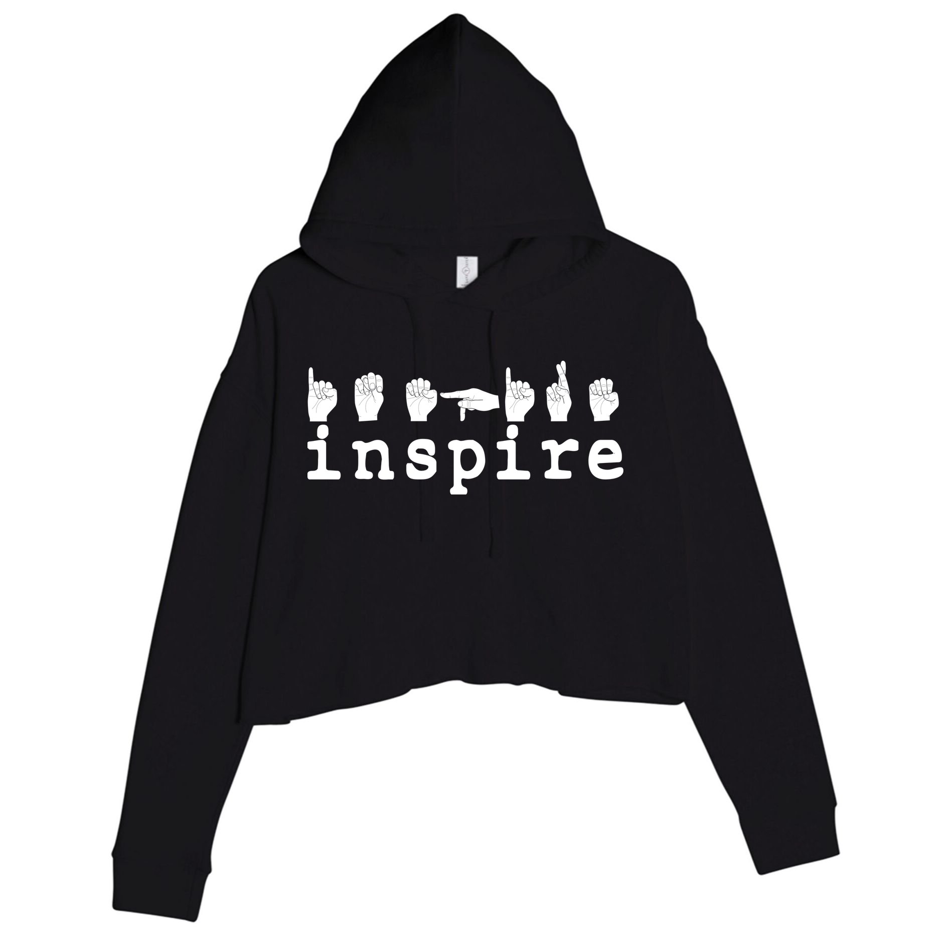 ASL Sign Langage Inspire Crop Fleece Hoodie