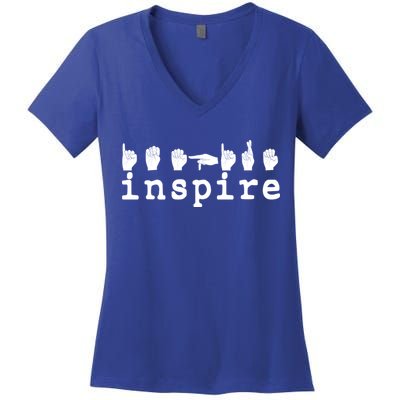 ASL Sign Langage Inspire Women's V-Neck T-Shirt