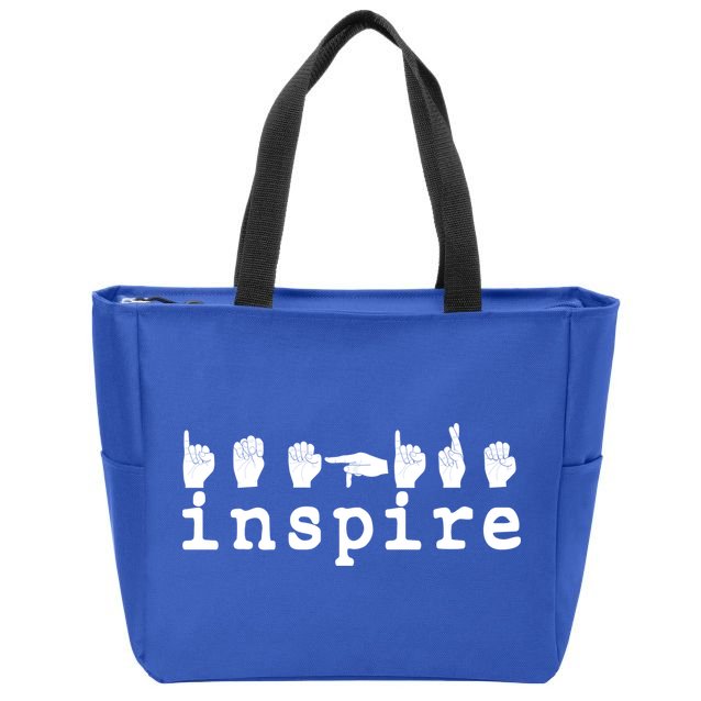 ASL Sign Langage Inspire Zip Tote Bag