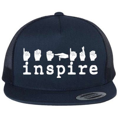 ASL Sign Langage Inspire Flat Bill Trucker Hat