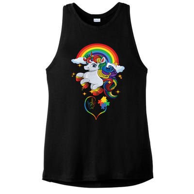 Autism Sign Language Asl Puzzle Be Kind Teacher Unicorn Gift Ladies PosiCharge Tri-Blend Wicking Tank