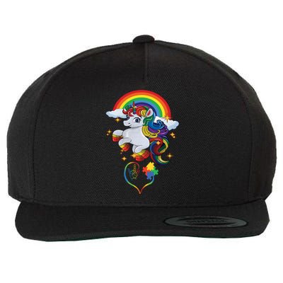 Autism Sign Language Asl Puzzle Be Kind Teacher Unicorn Gift Wool Snapback Cap