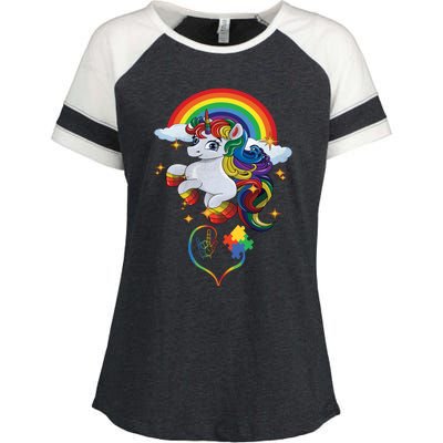 Autism Sign Language Asl Puzzle Be Kind Teacher Unicorn Gift Enza Ladies Jersey Colorblock Tee