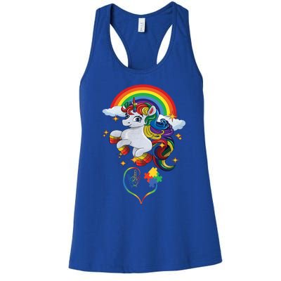 Autism Sign Language Asl Puzzle Be Kind Teacher Unicorn Gift Women's Racerback Tank