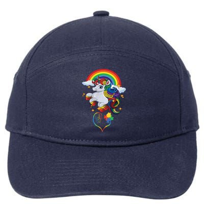 Autism Sign Language Asl Puzzle Be Kind Teacher Unicorn Gift 7-Panel Snapback Hat