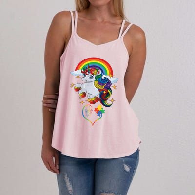 Autism Sign Language Asl Puzzle Be Kind Teacher Unicorn Gift Women's Strappy Tank