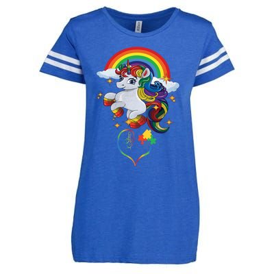 Autism Sign Language Asl Puzzle Be Kind Teacher Unicorn Gift Enza Ladies Jersey Football T-Shirt