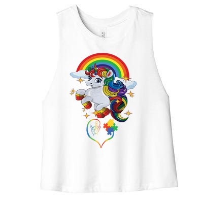 Autism Sign Language Asl Puzzle Be Kind Teacher Unicorn Gift Women's Racerback Cropped Tank