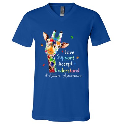 Autism Shirt Love Accept Support Autistic Autism Awareness V-Neck T-Shirt