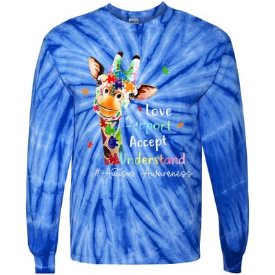 Autism Shirt Love Accept Support Autistic Autism Awareness Tie-Dye Long Sleeve Shirt