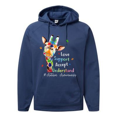 Autism Shirt Love Accept Support Autistic Autism Awareness Performance Fleece Hoodie