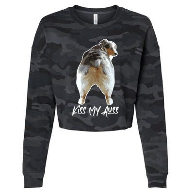 Aussie Shepherd Love Dog Australian Shepard Kiss My Auss Cropped Pullover Crew