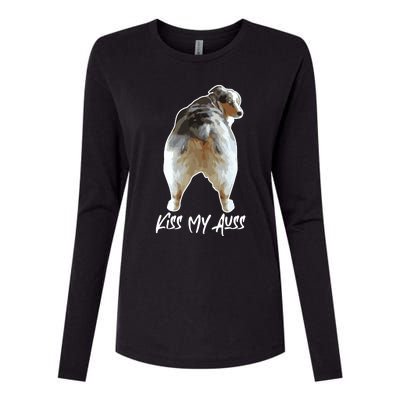 Aussie Shepherd Love Dog Australian Shepard Kiss My Auss Womens Cotton Relaxed Long Sleeve T-Shirt