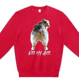 Aussie Shepherd Love Dog Australian Shepard Kiss My Auss Premium Crewneck Sweatshirt