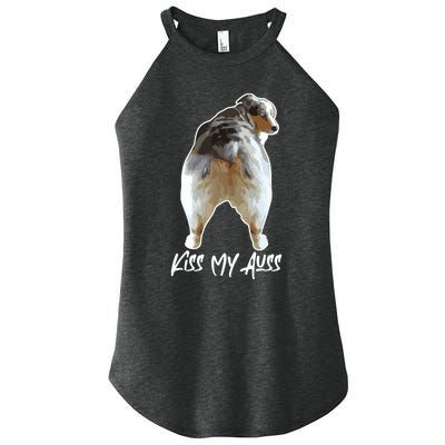 Aussie Shepherd Love Dog Australian Shepard Kiss My Auss Women’s Perfect Tri Rocker Tank